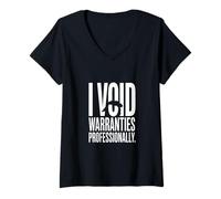 Women's I Void Warranties Professionally Mechanic Humor V-Neck T-Shirt