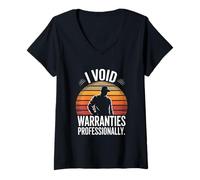 Women's I Void Warranties Professionally Mechanic Humor V-Neck T-Shirt