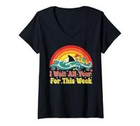 Womens I Wait All Year for This Week Ocean Adventure Shark Summer V-Neck T-Shirt