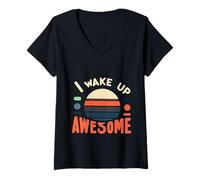 Womens I Wake Up Awesome Positive Morning Work |--- V-Neck T-Shirt