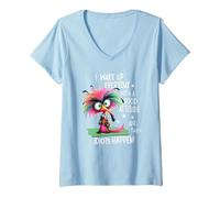 Women's I Wake Up Everyday with A Good Attitude, Funny Sarcastic V-Neck T-Shirt, Baby Blue, X-Large