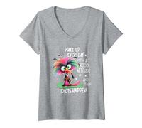 Women's I Wake Up Everyday with A Good Attitude, Funny Sarcastic V-Neck T-Shirt, Heather Grey, Small