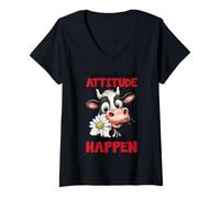Womens I Wake Up with A Good Attitude Then Idiots Happen V-Neck T-Shirt