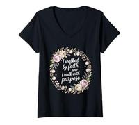Women's I Walked by Faith Now I Walk with Purpose Mission V-Neck T-Shirt
