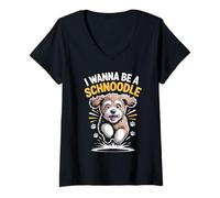 Womens I Wanna Be A Schnoodle Funny Pet Schnauzer Poodle Mix Breed V-Neck T-Shirt