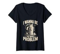 Women's I Wanna Be The Whole Problem Raccoon Chaos V-Neck T-Shirt