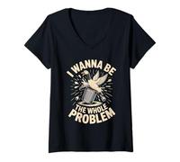 Women's I Wanna Be The Whole Problem Raccoon Chaos V-Neck T-Shirt