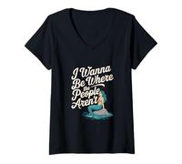 Women's I Wanna Be Where The People Arent Mermaid Sarcasm Introvert V-Neck T-Shirt
