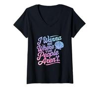 Women's I Wanna Be Where The People Arent Shell Sarcastic Introvert V-Neck T-Shirt
