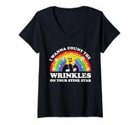 Womens I Wanna Count The Wrinkles On Your Stink Star Funny Cringe V-Neck T-Shirt