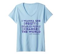 Womens I Wanna See Feisty Disabled People Change The World V-Neck T-Shirt