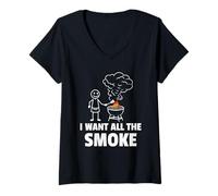 Women's I Want All The Smoke Barbecue BBQ V-Neck T-Shirt