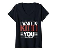 Womens I Want To Kiss Kick You Results May Vary Moody Flirt -- V-Neck T-Shirt