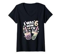 Women's I was 6 Now I'm 7 Sweet Birthday Treat for Seven Year Old V-Neck T-Shirt