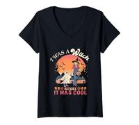 Womens I was A Witch Before It was Cool Funny Mom Young Mother V-Neck T-Shirt
