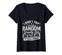 Women's I was Doing A Random Gravity Test Broken Leg Injury V-Neck T-Shirt
