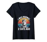 Women's I was Normal 2 Cats Ago V-Neck T-Shirt
