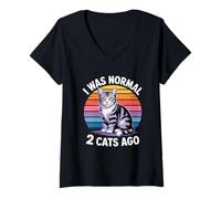 Women's I was Normal 2 Cats Ago V-Neck T-Shirt