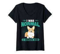 Womens I was Normal 2 Corgis Ago Corgi Dogs Dogs Dog Lovers V-Neck T-Shirt