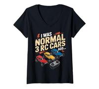 Womens I was Normal 3 RC Cars Racing Motor Remote Control RC Car V-Neck T-Shirt