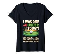 Women's I was One Under Today Golfer Golf Lover Golf Sarcasting Golf V-Neck T-Shirt
