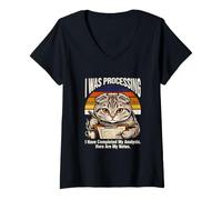 Women's I was Processing My Analysis Here are My Notes Cat V-Neck T-Shirt