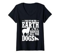 Women's I was Put On This Earth to Rescue All The Dogs V-Neck T-Shirt