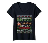 Womens I was Recently Run Over by A Reindeer Ugly Christmas Sweater V-Neck T-Shirt