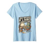 Women's I was Replaced By A Robot and Honestly Same V-Neck T-Shirt