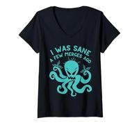 Womens I was Sane a Few Merges Ago Code Developer Coder V-Neck T-Shirt