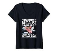 Women's I was Told There Would Be Flying Pigs Aviator V-Neck T-Shirt