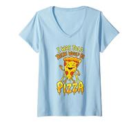 Women's I was Told There Would Be Pizza Funny Cute Cartoon Slice V-Neck T-Shirt