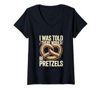 Women's I was Told There Would Be Pretzels Snack Humor V-Neck T-Shirt