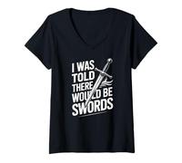 Womens I was Told There Would Be Swords V-Neck T-Shirt