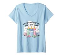 Womens I wasn't ready for one, now I have three funny Triplets mama V-Neck T-Shirt