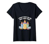 Womens I wasn't ready for one, now I have three funny Triplets mama V-Neck T-Shirt