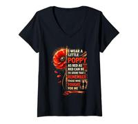 Women's I wear a Little Poppy as red as red can be to Show That V-Neck T-Shirt