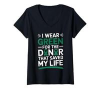 Womens I Wear Green for The Organ Donor Awareness Green Ribbon V-Neck T-Shirt