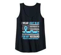 Womens I Wear Light Blue for My Husband Prostate Cancer Awareness Tank Top