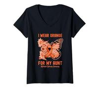 Women's I Wear Orange for My Aunt Multiple Sclerosis Awareness V-Neck T-Shirt