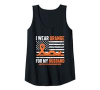 Womens I Wear Orange for My Husband Multiple Sclerosis Awareness Tank Top