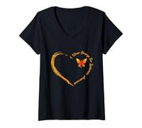 Womens I Wear Orange for My Mom Butterfly MS Awareness V-Neck T-Shirt