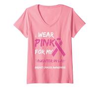 Womens I Wear Pink for My Daughter-in-Law Breast Cancer Awareness V-Neck T-Shirt