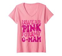 Womens I Wear Pink for My G-Mam Breast Cancer Awareness Kids V-Neck T-Shirt