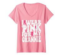 Womens I Wear Pink for My Grannie Breast Cancer Awareness Kids V-Neck T-Shirt
