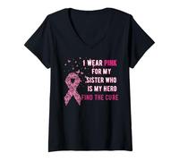 Womens I wear Pink for My Sister Breast Cancer Awareness Shirt V-Neck T-Shirt