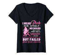 Womens I Wear Pink For Myself My Scars But Failed Breast Cancer V-Neck T-Shirt