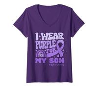 Womens I wear purple for my son Alzheimer's Awareness June 2025 V-Neck T-Shirt