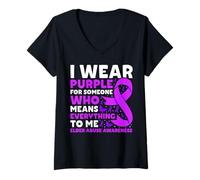Womens I Wear Purple For Someone Who Means Everything To Me Purple V-Neck T-Shirt