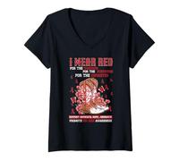 Womens I Wear Red for The Warrior AIDS HIV Awareness V-Neck T-Shirt